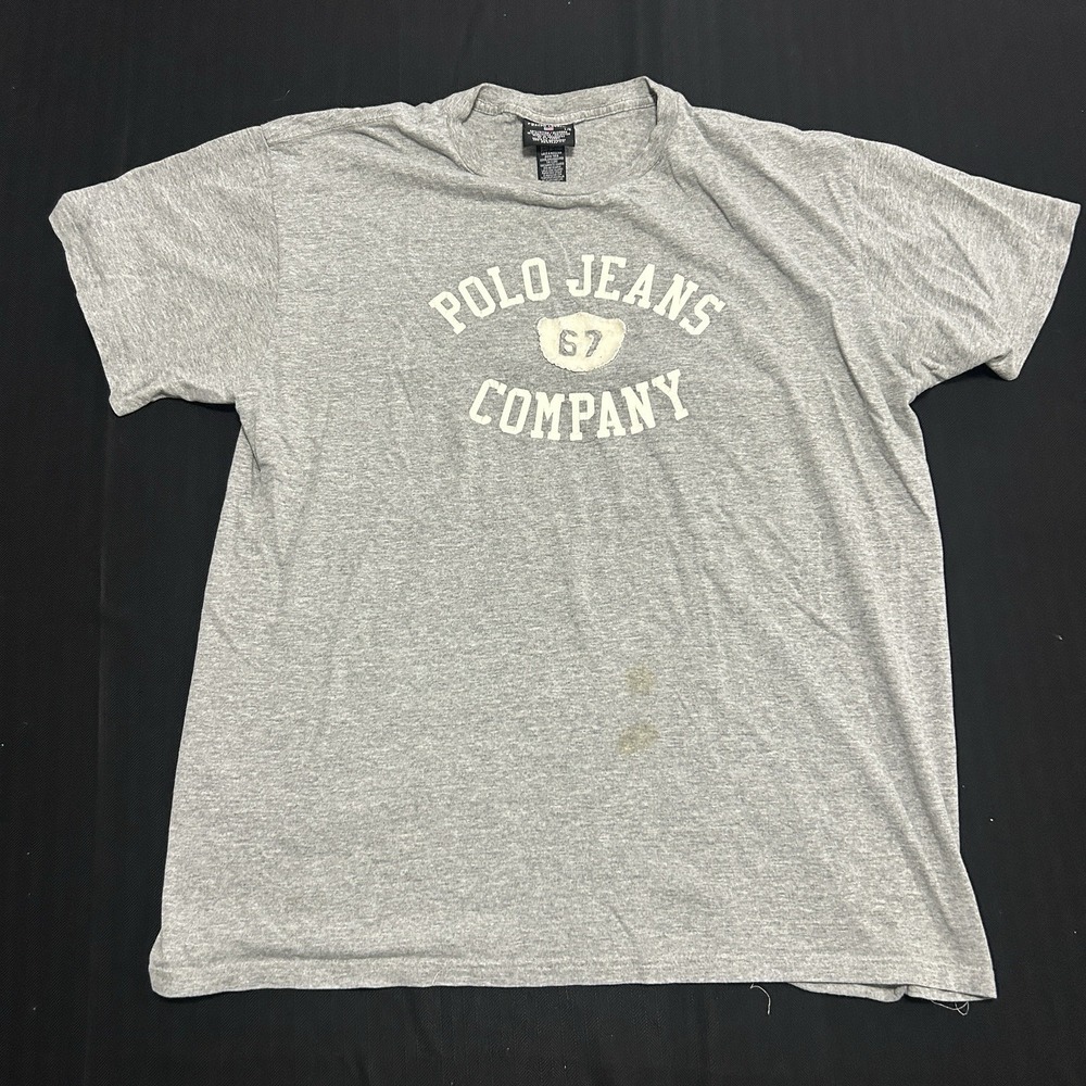 Vintage Polo Jeans Company Graphic T-shirt Mens Large Gray